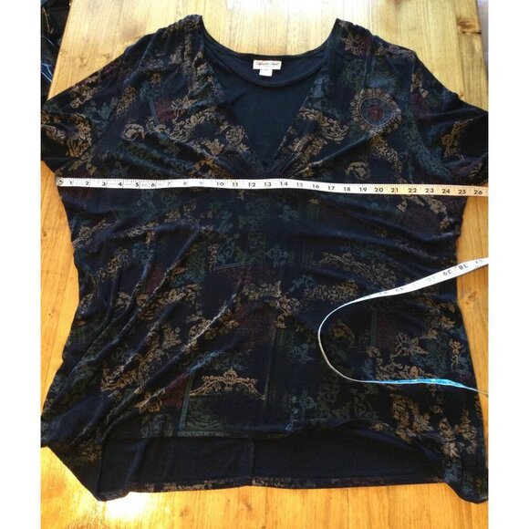 Coldwater Creek Womens 3X Dark Floral Babydoll Fairy Top Blouse Whimsigoth - Picture 7 of 8